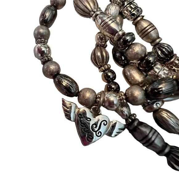 New Icon Collection Love Stretch Bracelets Silver Beads Hearts - Picture 3 of 9